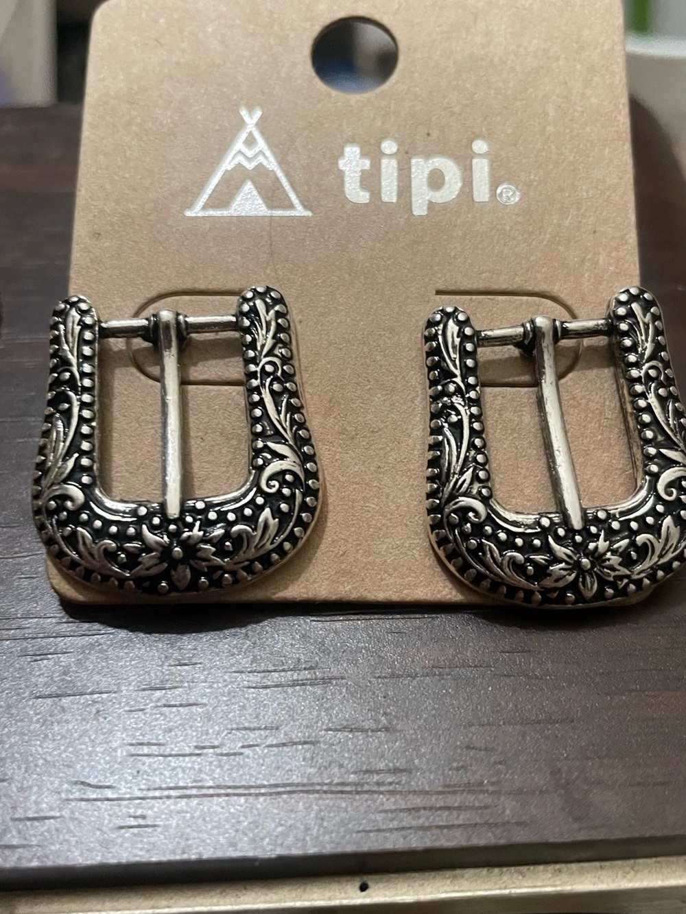 New faux buckle earrings